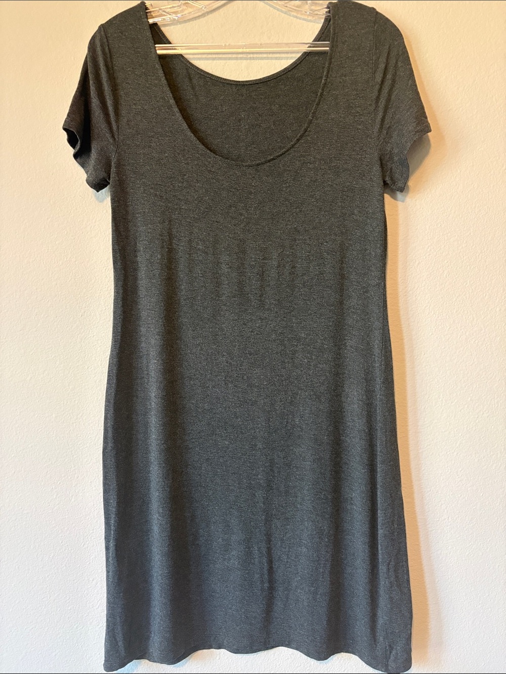 Scoop Neck Midi Dress in Charcoal